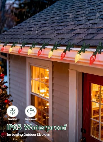 C9 Christmas Lights Outdoor, 102FT 150 LED String Lights with Spring Clips