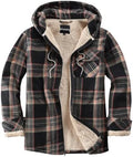 Elesuit Men's Full Zip Fleece Flannel Jacket Shirt Plaid Cotton Hoodie Coat