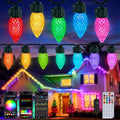 Smart Outdoor Christmas Lights, 200 LED RGB C9 String Lights, APP & Remote
