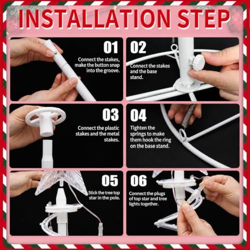 Set of 3 Christmas Spiral Tree Lights, 3/4/5 FT Holiday Decor, Warm White