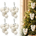 Roowest 4 Sets Large Velvet Christmas Ball Clusters Ornaments White Decor