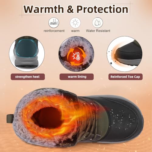 Spesoul Snow Boots for Men Winter Boots Warm Wide Waterproof Lightweight