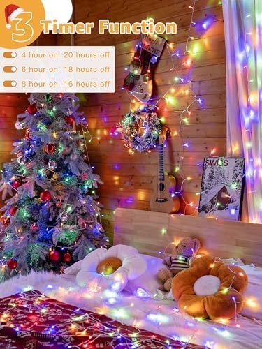 Guhope Christmas String Lights Indoor 1200LED 196FT, Waterproof Outdoor String Lights with Remote and Timer, 8 Modes Dimmable Christmas Lights for Indoor Outdoor Party Holiday Decorations (Multicolor)