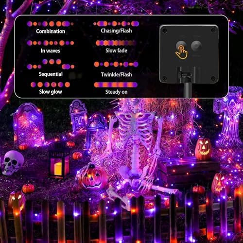 SyouHome Solar String Lights Outdoor, 6 Pack 600 LED Solar Halloween Lights