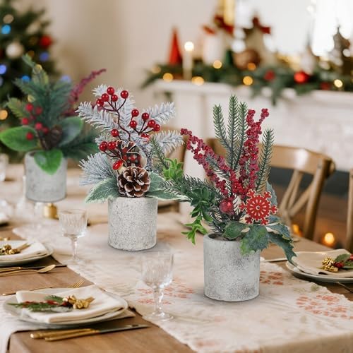 winemana 3 Pack Mini Christmas Trees Holiday Table Decorations for Office