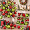 Lunmon 64 Pcs Lime Green and Red Christmas Ball Ornament Green Xmas Bulbs