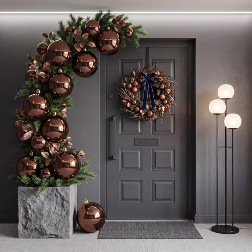 Threan 10 Inch Large Chocolate Brown Shiny Christmas Ball Ornaments