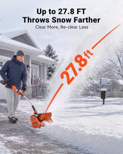 VOLTASK 48V 13.5 Inch Brushless Cordless Snow Shovel, Electric Snow Blower Battery Powered with Adjustable Plate, 2 * 24V 4.0Ah Battery & Quick Charger, Lightweight for Driveways, Sidewalks, Decks