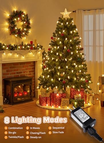 C9 Christmas Lights Outdoor, 114FT 150 LED C9 String Lights, Warm White