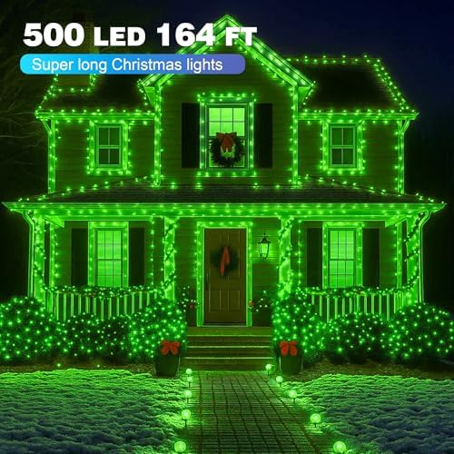 164FT Christmas Lights, 500 LED Outdoor Halloween String Lights Green