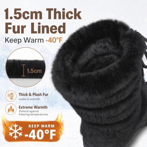 Waterfproof Snow Boots for Women Furry Fuzzy Faux Fur Duck Boots