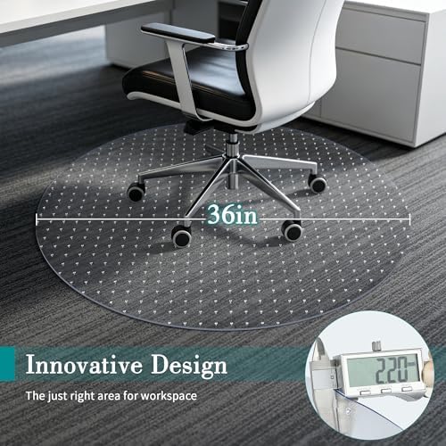 BesWin Office Chair Mat for Carpet, 36'' x 36'' Round, Heavy Duty