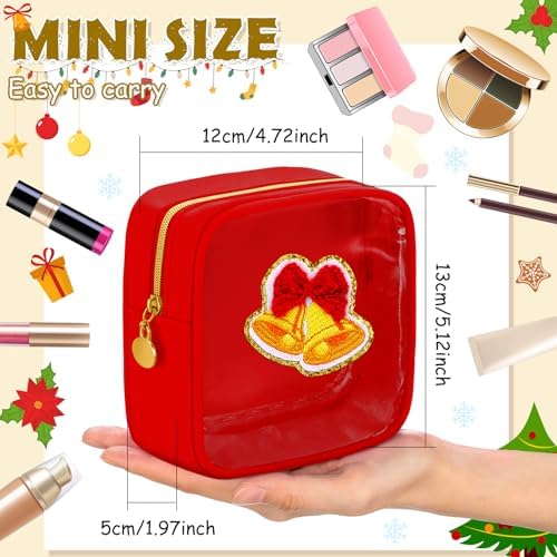 Abbylike Christmas Preppy Patch Makeup Bags Bulk Holiday Makeup Bag Skincare Pouch Xmas Zipper Cosmetic Pouch Preppy Thing for Travel Christmas Women Gift(Assorted Colors)