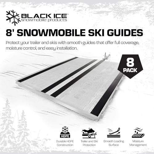 Black Ice 7' x 10" Snowmobile Trailer Ski Guides for Transporting Trailers and Truck Beds - Heavy-Duty Outdoor Accessories for Friction-Free Loading and Transport