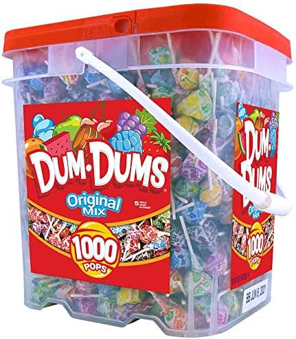 Dum-Dum Pops 1,000 Count Bucket - Assortment of Original Mix Suckers, Lollipop Case for Classroom, Work, Events - Halloween Candy Bulk Individually Wrapped