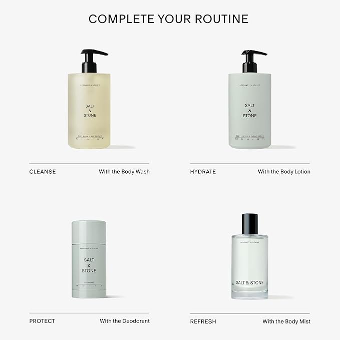 Salt & Stone Body Mist | Bergamot & Hinoki | Skincare Infused Hair & Body Spray for Women and Men | Hydrating Fragrance with Glycerin and Red Algae | Vegan, Cruelty Free, 3.4 fl oz