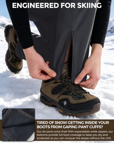CNBQDD Men's Snow Ski Pants Waterproof Hiking Winter Fleece Lined Pants