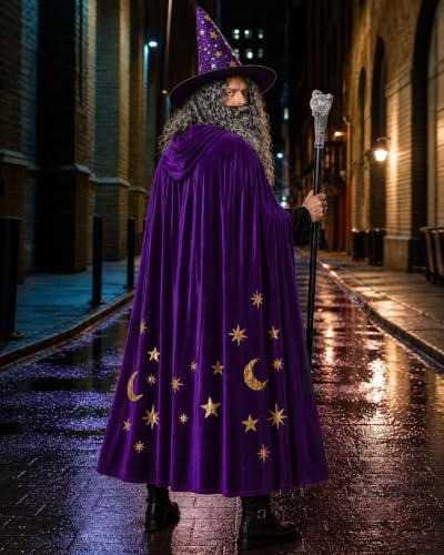 Wizard Costume Men, Halloween Costume Accessories Set, One Size Fits All
