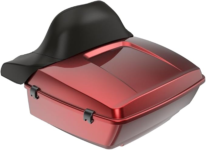 Advanblack Road Glide Tour Trunk Pack Hard Candy Hot Rod Red Flake King Tour Trunk Pack Luggage +Wrap-Around Backrest Pad for '97-'25 Harley Touring Road King Street Glide Electra Glide CVO Models