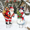BRIGHTDECK 2 Pack Christmas Snowman Santa Yard Signs Outdoor Decorations