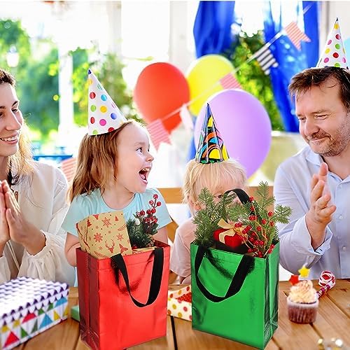 Paterr 72 Pcs Christmas Gift Bags Bulk Glossy Red Green Gold