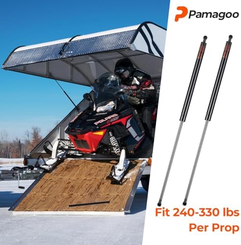 SF440M300 44 inch 300Lb Gas Struts, 44" Spring Shock Lift Support for Snowmobile Trailer Heavy Floor Hatch Heavy-Duty Sled Trailer Tonneau Cover Trap Door with 13MM Ball Stud, Qty 2