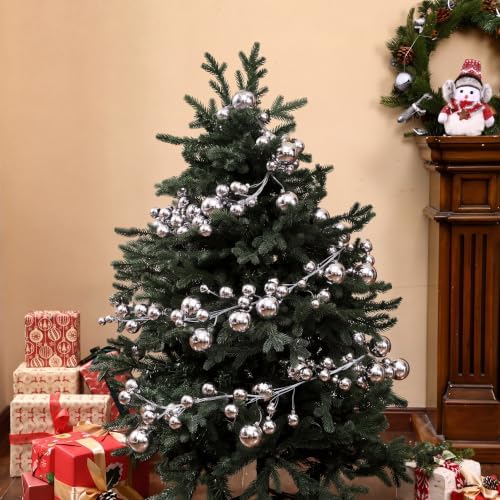 2 Pcs 9 ft Christmas Ball Ornament Garland, Silver
