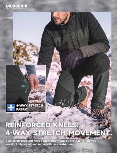 Moosehill Mens Fleece-Lined Snow Pants: Extended Leg Zippers