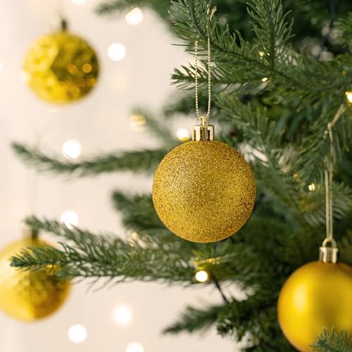 Valery Madelyn Christmas Tree Decorations Ornament Set, 50ct 2 Inches Gold Shatterproof Christmas Ball Ornaments Hanging Xmas Holiday Party Decor