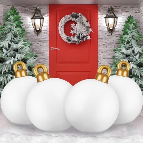 Jetec 4 Pcs Giant Inflatable Christmas Ball, Solid, White