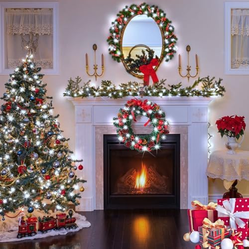 KNONEW Christmas String Lights Indoor Plug in,60FT 180LED Outdoor Waterproof Fairy Lights,8 Lighting Modes,Timer Memory Function for Bedroom Patio Balcony Party (Cool White)