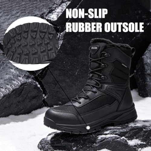 SHULOOK Men's Waterproof Winter Snow Boots Comfort Hiking Outdoor Boots