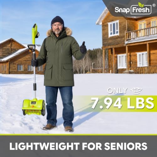 SnapFresh Snow Shovel Cordless, 12” 20V Electric Snow Thrower kit,with 2 * 4.0Ah Batteries and Fast Charger (Green)