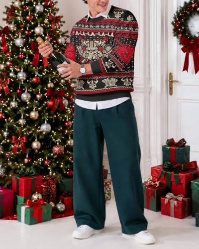 34HD Ugly Xmas Sweater–Funny Knit Christmas Sweater for Women & Men 2025, Long Sleeve Crewneck Holiday Pullover, Unisex Gift