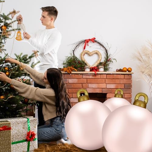 Jetec 8 Pcs Giant Inflatable Christmas Ball, Solid, Light Pink