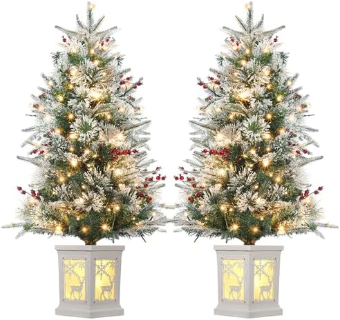 GAOMON 2Set 3FT Prelit Christmas Tree, Artificial Tree with Lighting Base