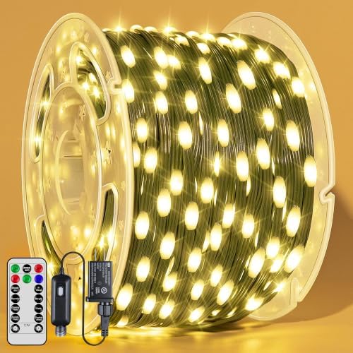 BrightChristmas Christmas Lights 1200 LED 394 FT, Waterproof Outdoor String Lights with Remote and Timer, Christmas Tree Lights with 8 Modes Dimmable, Fairy Lights for Holiday Decor (Warm White)