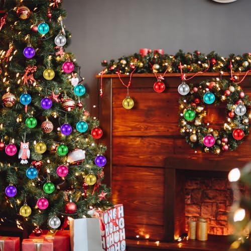 Civaner 32 Pcs 2.36 in Mercury Glass Christmas Balls Ornaments, Multicolor