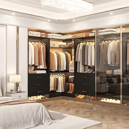 Aheaplus Closet System Closet Organizer, 3.6FT Closets, Set of 2，Black