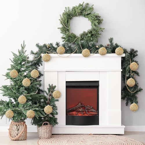 Lyrow 24 Pcs 3.15" Christmas Ball, Champagne Gold