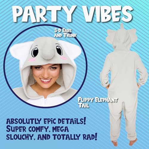 Funziez! Slim Fit Adult Onesie - Animal Costume - Plush Unisex Halloween One Piece Cosplay Suit for Women and Men