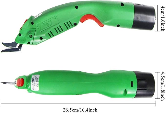 MXBAOHENG WBT-2 Electric Scissors for Cutting Fabric, Cardboard & Fiberglass Cordless Sewing Crafting Scissors w/ 2 Blades and 5000mAh Large Batteries Low Noise