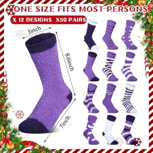 Hoolerry 30 Pairs Christmas Fuzzy Socks Bulk for Adult Gift