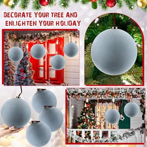 Weysat 6 Pcs 8 Inch Giant Velvet Christmas Ball Ornaments, Dusty Blue
