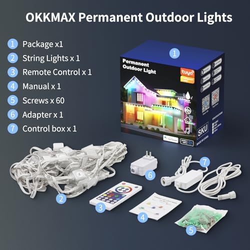 50ft Permanent Outdoor Lights with 30 LEDs Smart RGB+IC LED Christmas Light