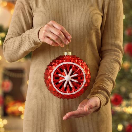 SHareconn 4ct 6 Inch Large Christmas Tree Balls Ornaments, Red&Green White