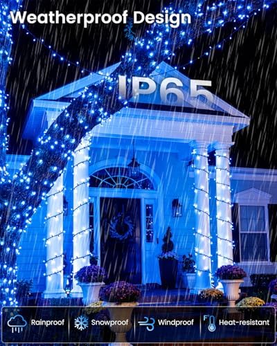 OZS 2 Pack 240 LED Solar String Lights Outdoor Waterproof, Blue