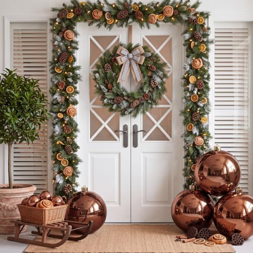 Threan 10 Inch Large Chocolate Brown Shiny Christmas Ball Ornaments