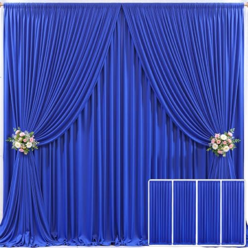 4 Panels Royal Blue Backdrop Curtain for Parties Wrinkle Free Blue Photo Curtains Backdrop Drapes Fabric Decoration for Wedding Birthday Party Baby Shower 20ft(W) x 10ft(H)