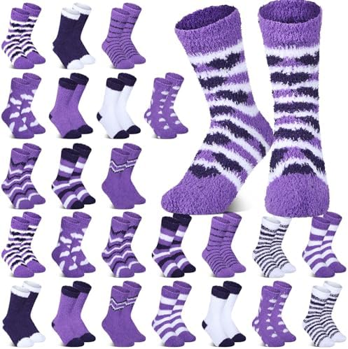 Hoolerry 30 Pairs Christmas Fuzzy Socks Bulk for Adult Gift